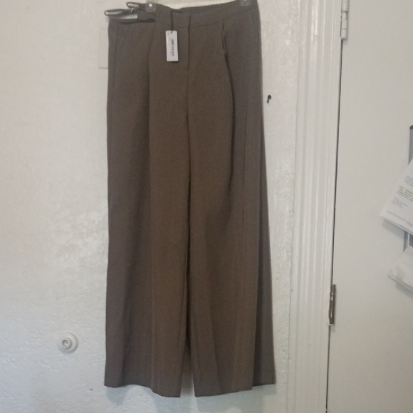 🏷️NWT Nasty Gal Brown Tailered Cut Out Detail Wide Leg Trousers Pants 10 - Picture 3 of 6